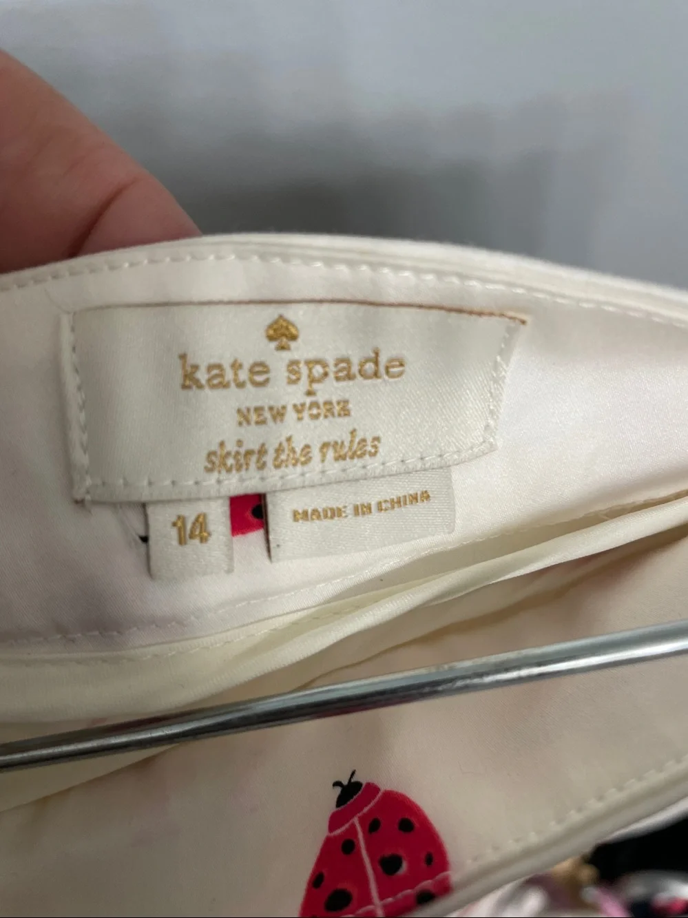 Kate Spade New York Girls Coreen Ladybug Pleated Skirt White Red Size 14 Youth